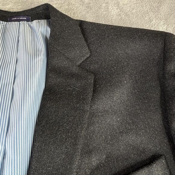 Stafford Sport Coat Mens 50R Charcoal Camel Hair Classic Fit Blazer 2 Button - Picture 2 of 14